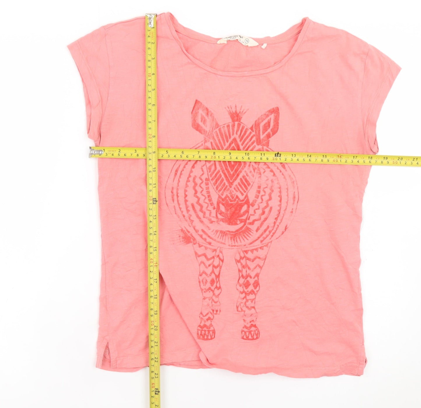 Fat Face Women’s Pink Animal Print Cotton T-Shirt Size 10
