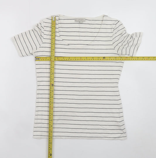 Hobbs Women’s White Striped Basic Jersey T-Shirt Size S
