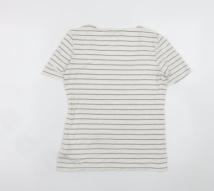 Hobbs Women’s White Striped Basic Jersey T-Shirt Size S