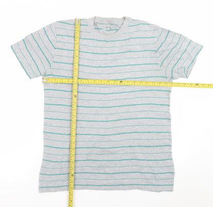 Gap Men's Grey Striped Cotton Crew Neck Short Sleeve T-Shirt M