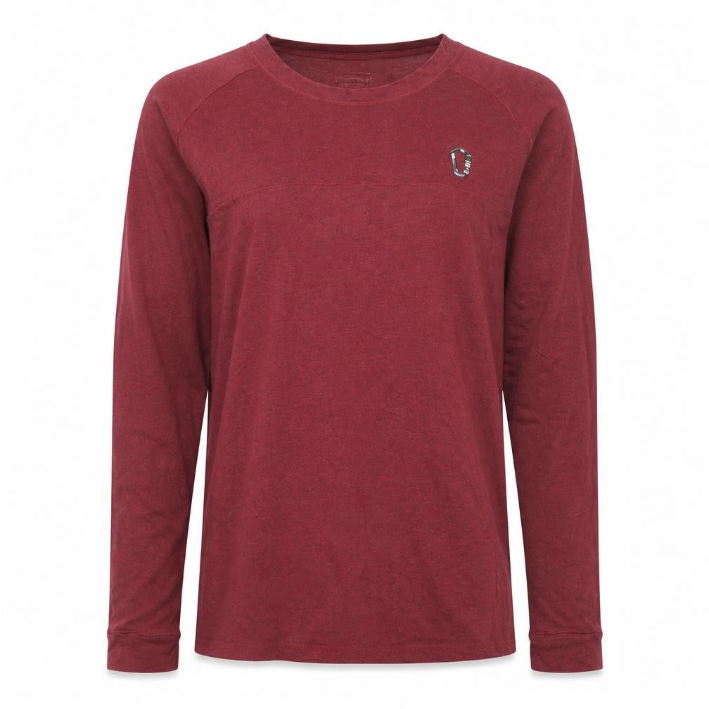 Decathlon Women Red Long Sleeve Cotton Crew Neck Basic T-Shirt S