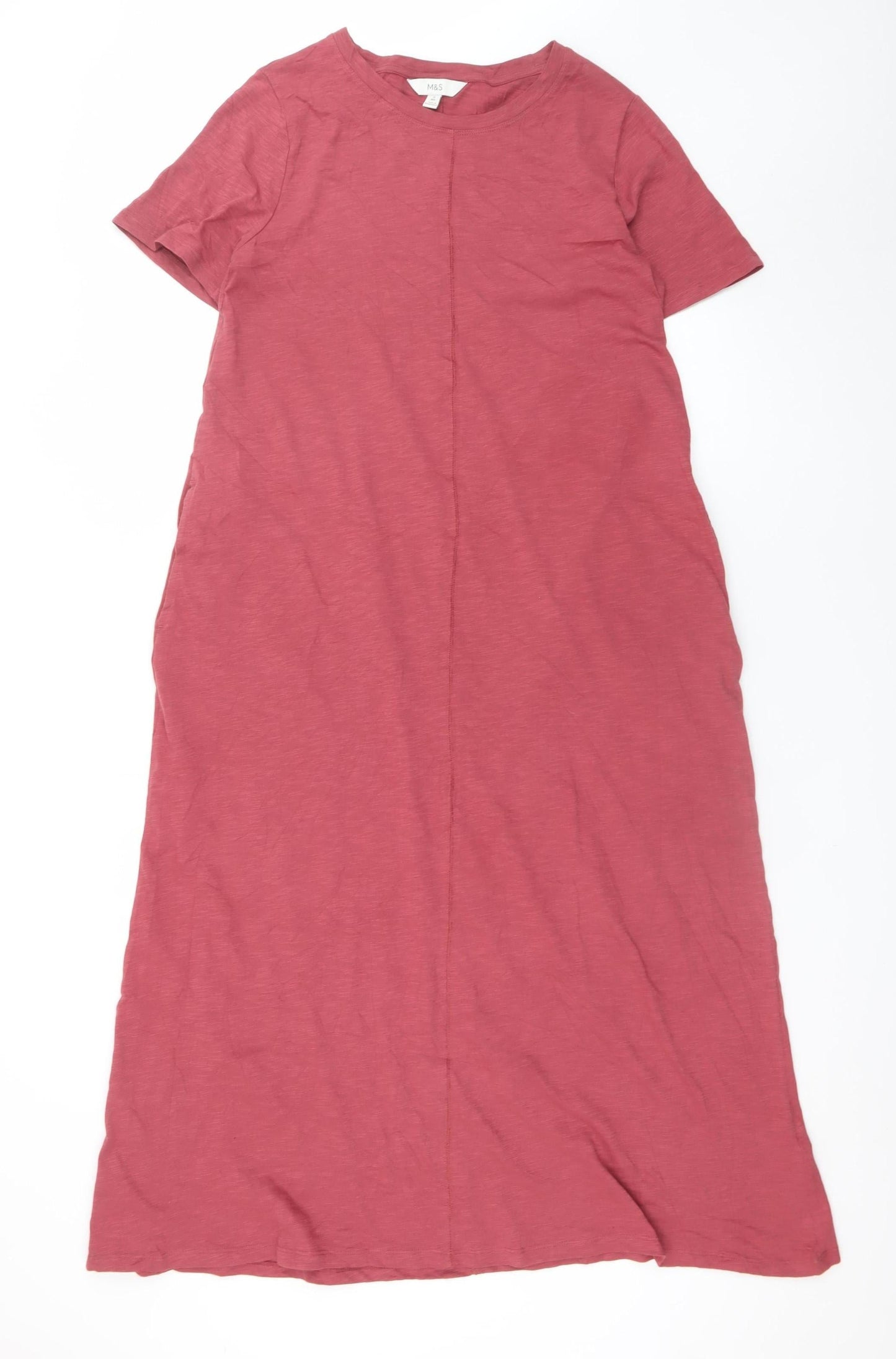 Marks and Spencer Women’s Pink Cotton Midi T-Shirt Dress Size 12