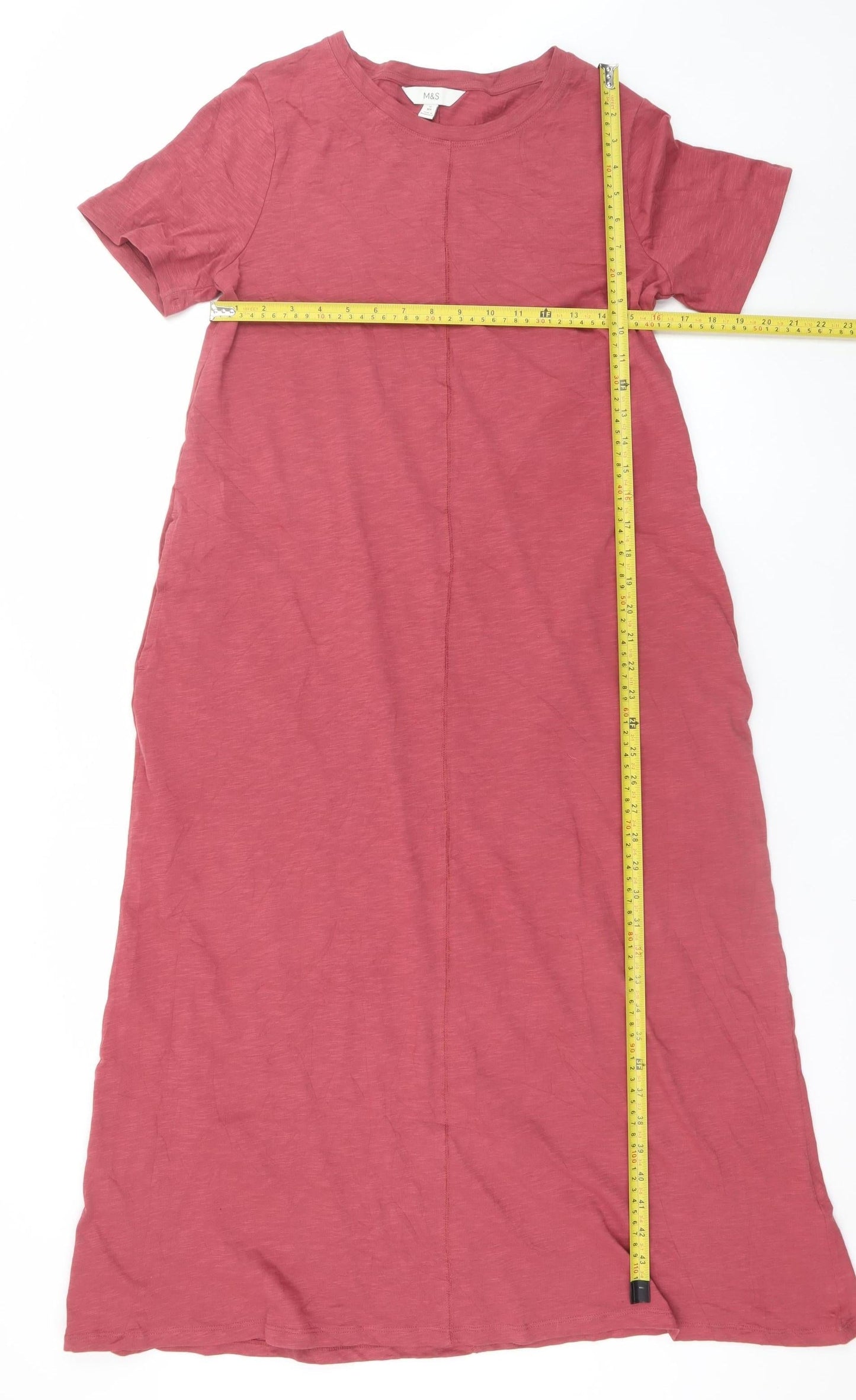 Marks and Spencer Women’s Pink Cotton Midi T-Shirt Dress Size 12