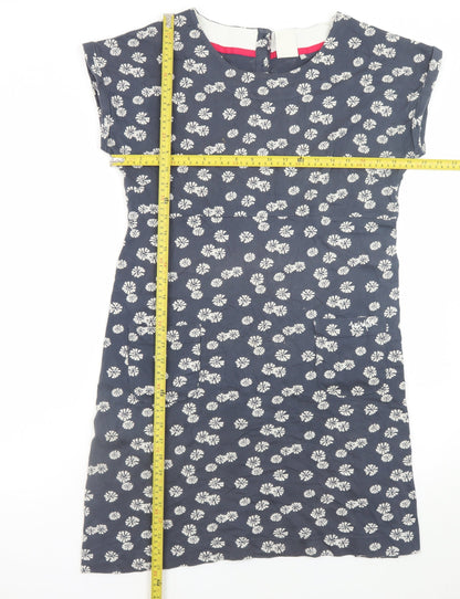 Weird Fish Women's Blue Floral Cotton Shift Dress Size 14