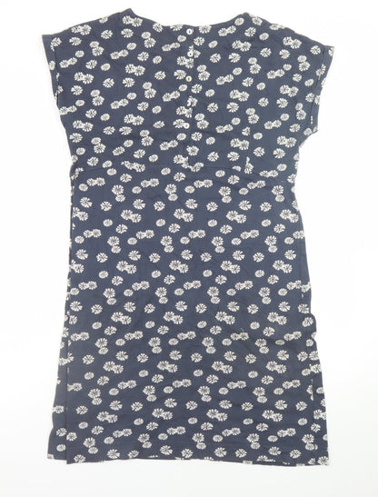 Weird Fish Women's Blue Floral Cotton Shift Dress Size 14