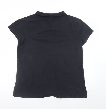 Lands' End Men's Black XL Short Sleeve Cotton Stretch Polo Shirt