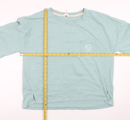 Marks and Spencer Women's Green Cotton T-Shirt Size 18 Relaxed Fit