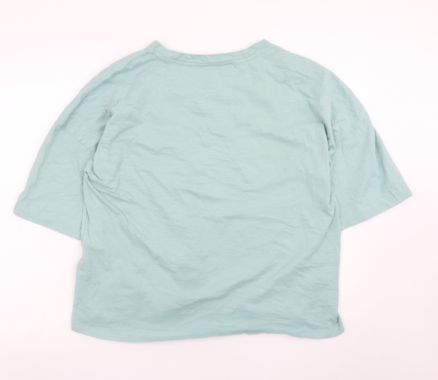 Marks and Spencer Women's Green Cotton T-Shirt Size 18 Relaxed Fit
