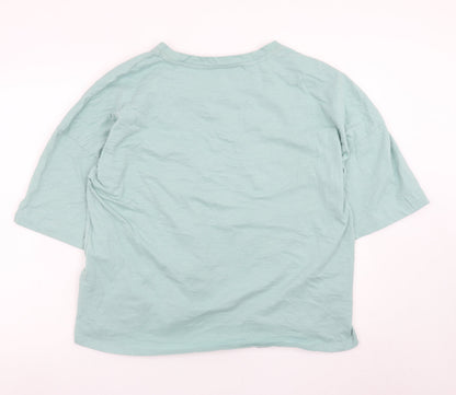 Marks and Spencer Women's Green Cotton T-Shirt Size 18 Relaxed Fit