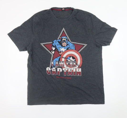 George Marvel Captain America Grey Men's Graphic T-Shirt Size L
