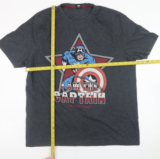 George Marvel Captain America Grey Men's Graphic T-Shirt Size L