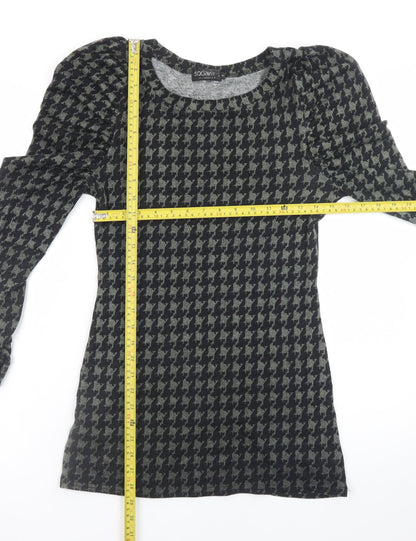 Soda Mix Women’s Black Houndstooth Bodycon Long Sleeve Dress S