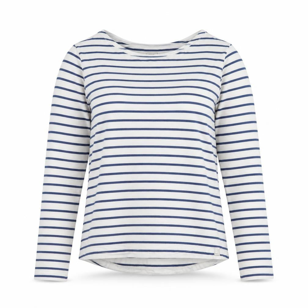 Fat Face Womens White Navy Striped Classic Jersey Long Sleeve T-Shirt Size 10
