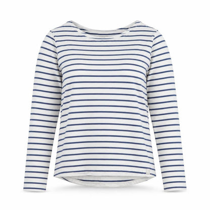 Fat Face Womens White Navy Striped Classic Jersey Long Sleeve T-Shirt Size 10