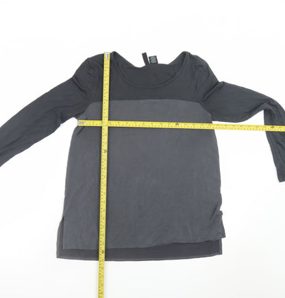 Cynthia Rowley Women's Black Long Sleeve Basic Viscose Blouse Size S