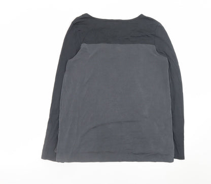 Cynthia Rowley Women's Black Long Sleeve Basic Viscose Blouse Size S
