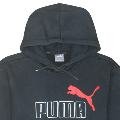Puma Men's Black Pullover Hoodie M Sports Logo Fleece Sweatshirt