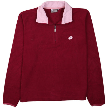 Lotto Womens Red Fleece 1/4 Zip Pullover Sweatshirt Size L