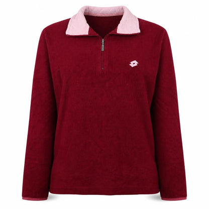 Lotto Womens Red Fleece 1/4 Zip Pullover Sweatshirt Size L
