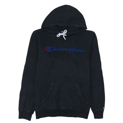 Champion Men's Black Pullover Hoodie Medium Logo Cotton Sweatshirt