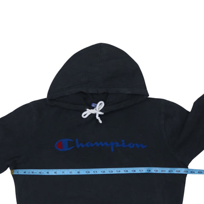 Champion Men's Black Pullover Hoodie Medium Logo Cotton Sweatshirt