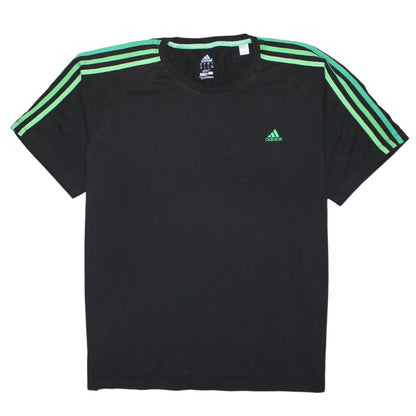 Adidas Men’s Black Green Striped Clima Essentials T-Shirt XL