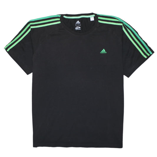 Adidas Men’s Black Green Striped Clima Essentials T-Shirt XL