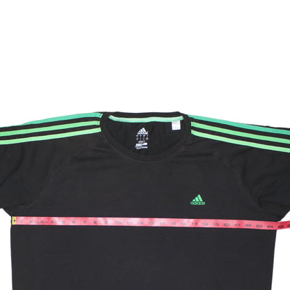Adidas Men’s Black Green Striped Clima Essentials T-Shirt XL