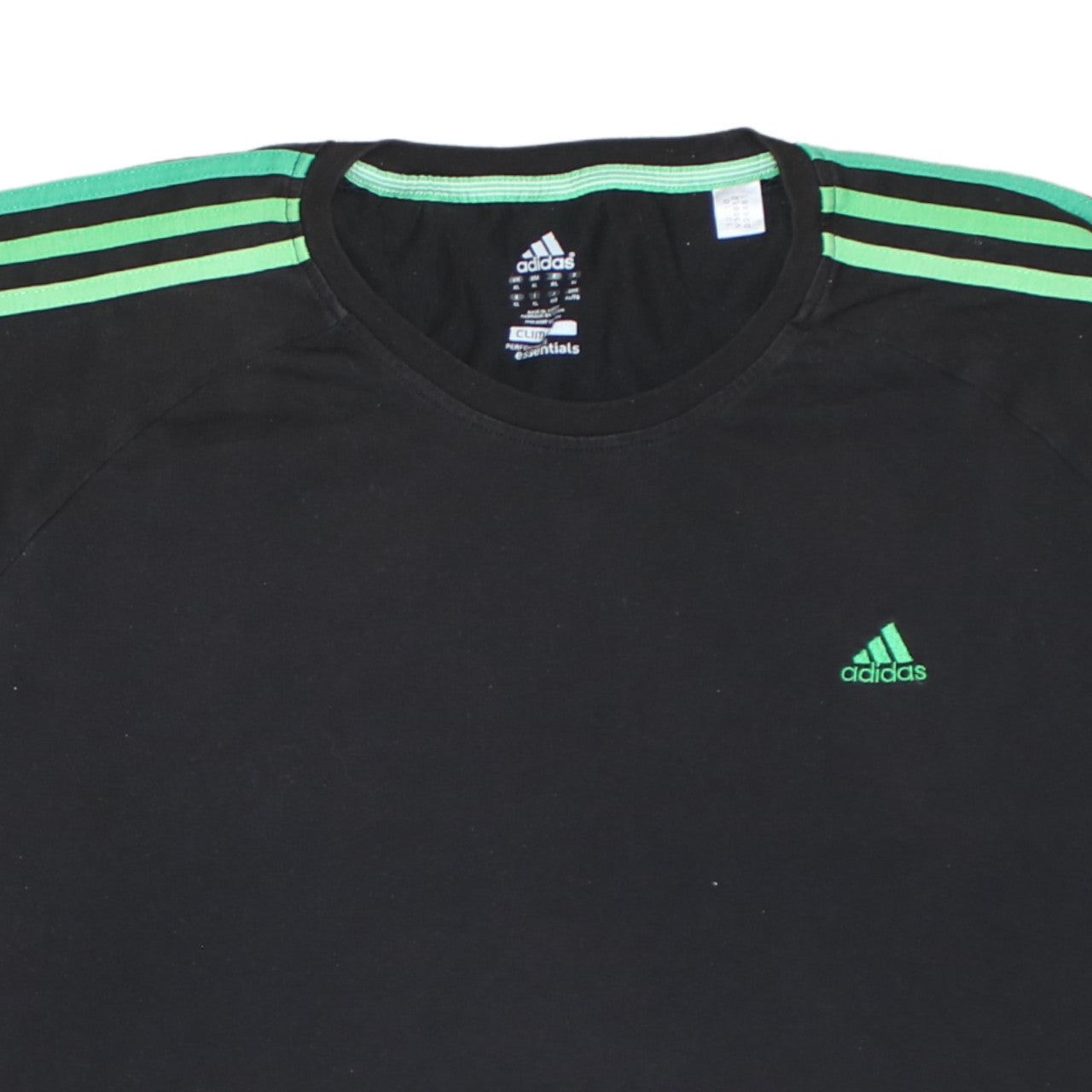 Adidas Men’s Black Green Striped Clima Essentials T-Shirt XL