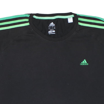 Adidas Men’s Black Green Striped Clima Essentials T-Shirt XL