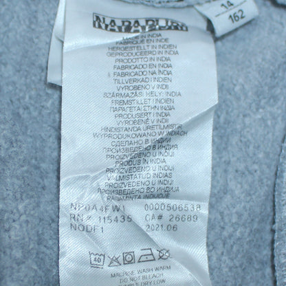 Napapijri Boys Grey Hooded Pullover Sweatshirt Size 14 Years Logo Design