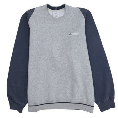 Adidas Men's Grey & Navy Crew Neck Sweatshirt Size M Classic Style