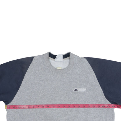 Adidas Men's Grey & Navy Crew Neck Sweatshirt Size M Classic Style