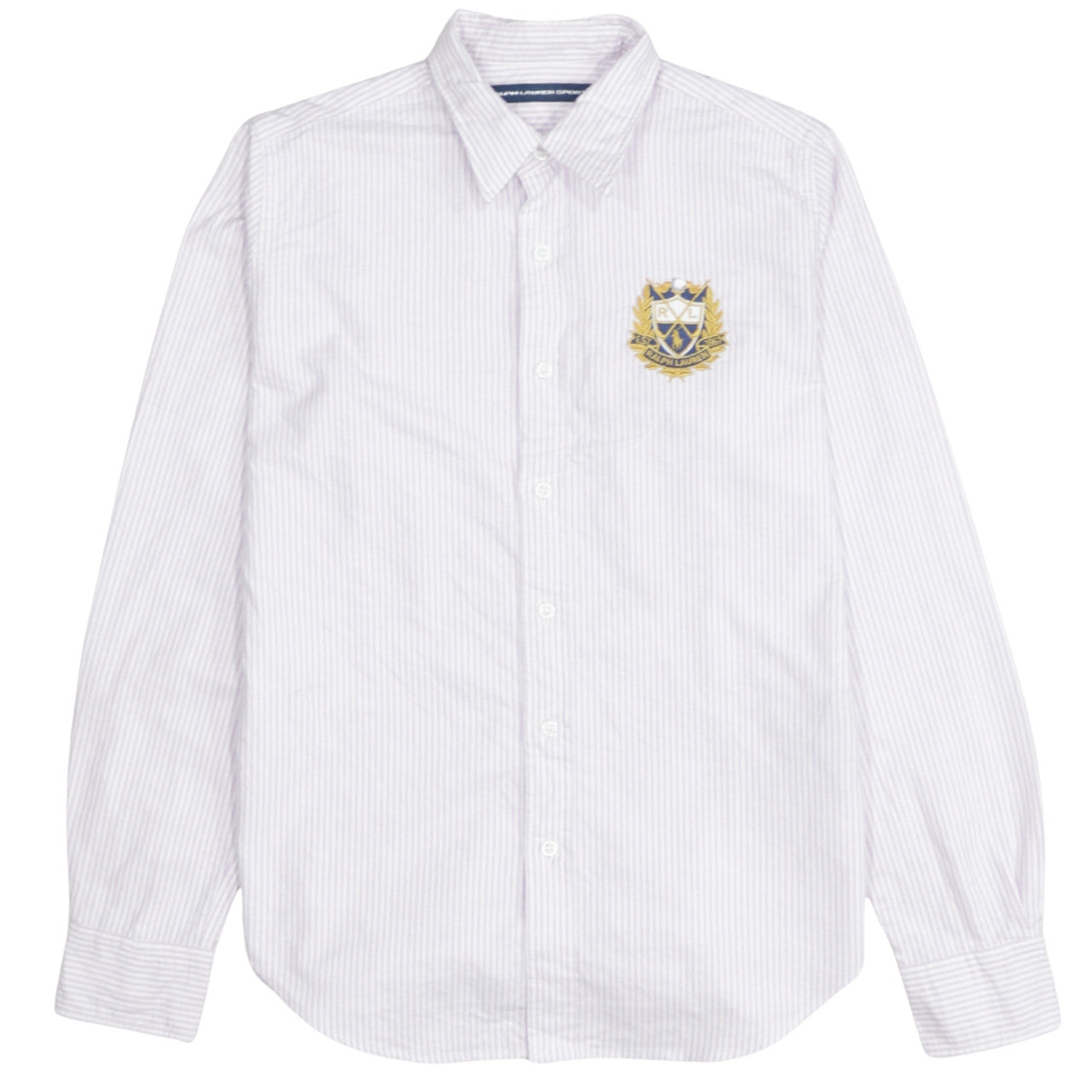 Ralph Lauren Sport Women's White Striped Cotton Button-Up Shirt Size 8