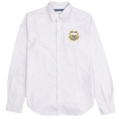 Ralph Lauren Sport Women's White Striped Cotton Button-Up Shirt Size 8