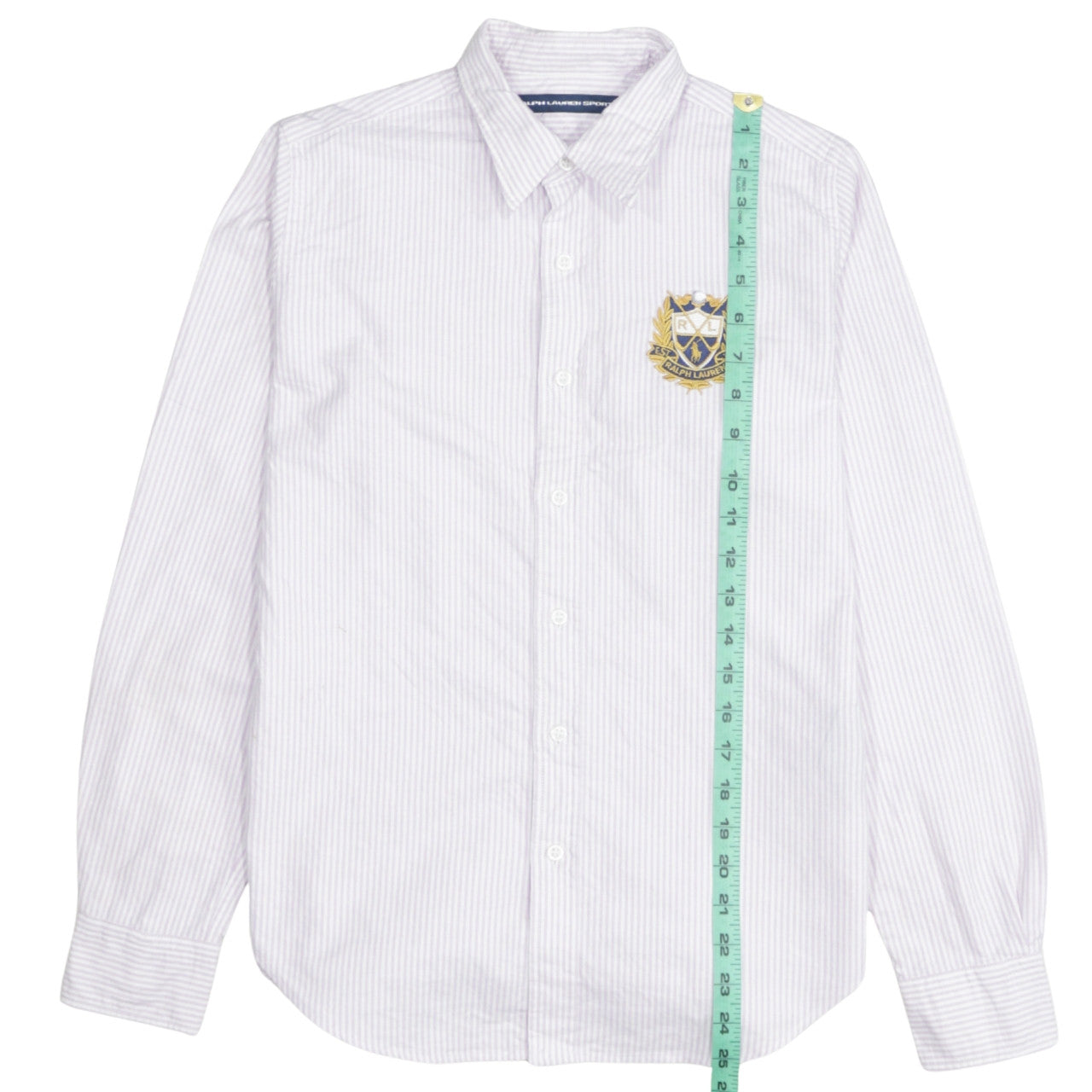 Ralph Lauren Sport Women's White Striped Cotton Button-Up Shirt Size 8