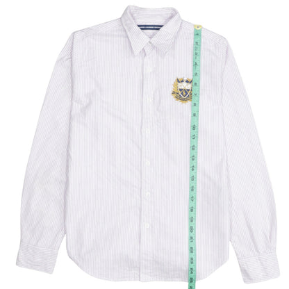 Ralph Lauren Sport Women's White Striped Cotton Button-Up Shirt Size 8