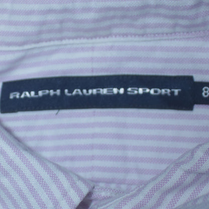 Ralph Lauren Sport Women's White Striped Cotton Button-Up Shirt Size 8