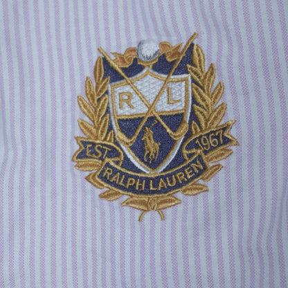 Ralph Lauren Sport Women's White Striped Cotton Button-Up Shirt Size 8
