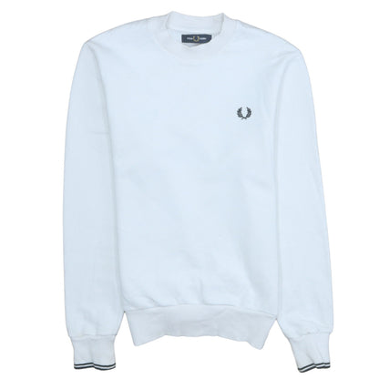 Fred Perry Men's White XS Crew Neck Logo Sweatshirt