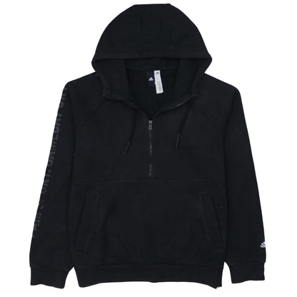 Adidas Mens Black L 1/2 Zip Hoodie Fleece Pullover Sweatshirt