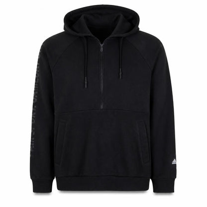 Adidas Mens Black L 1/2 Zip Hoodie Fleece Pullover Sweatshirt