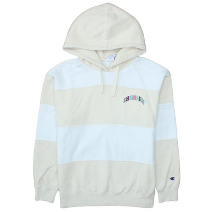 Champion Womens Beige & White Hooded Pullover Sweatshirt Size M