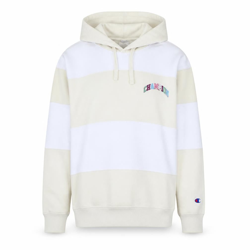 Champion Womens Beige & White Hooded Pullover Sweatshirt Size M