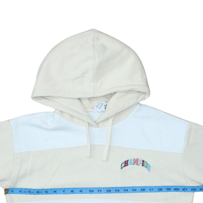 Champion Womens Beige & White Hooded Pullover Sweatshirt Size M