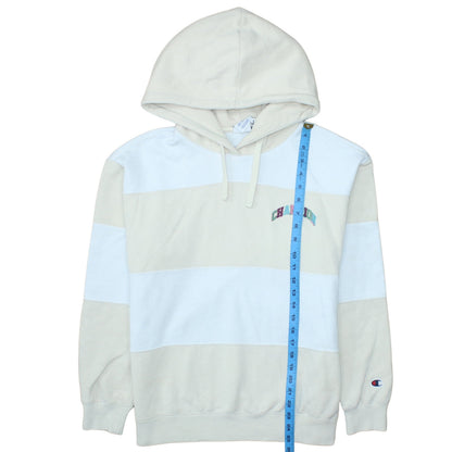 Champion Womens Beige & White Hooded Pullover Sweatshirt Size M