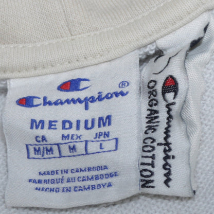 Champion Womens Beige & White Hooded Pullover Sweatshirt Size M