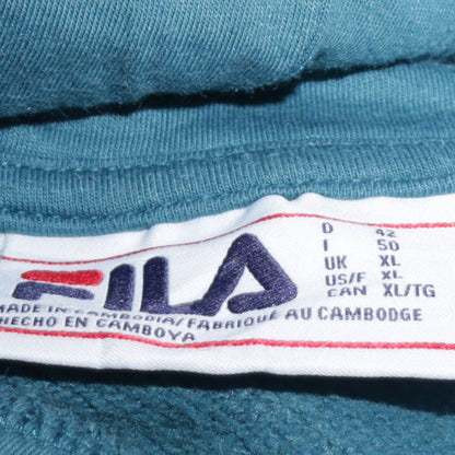 FILA Mens Blue Pullover Hoodie XL Cotton Blend Logo Sweatshirt