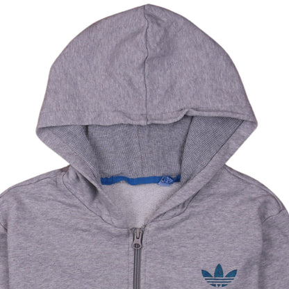 Adidas Boys Grey Full Zip Hoodie 13-14 Years Regular Fit Logo Hooded Sweatshirt