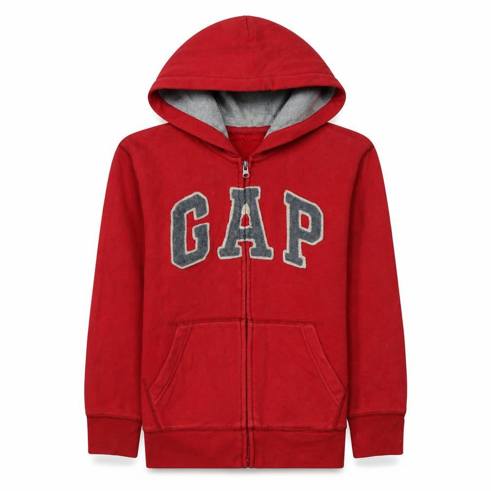 Gap Boys Red Full Zip Fleece Hoodie Size 12 Years with Logo Detail